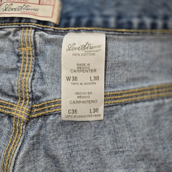 Levi Strauss Signature Carpenter Jeans Mens 36x30 Blue Denim Utility Work - Picture 3 of 11